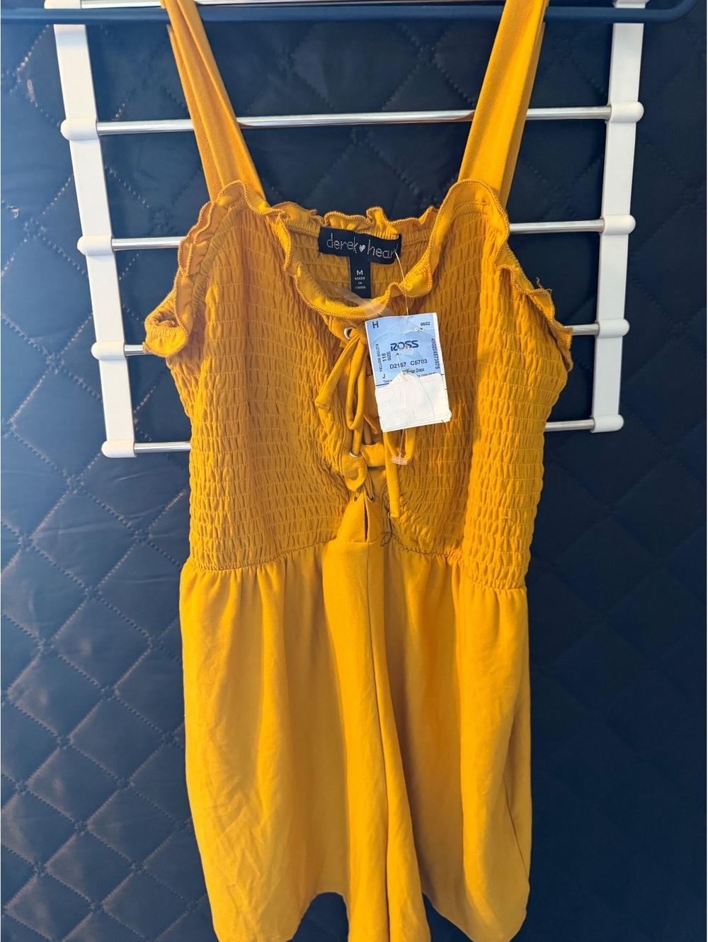 Yellow Smocked Sleeveless Romper Size M